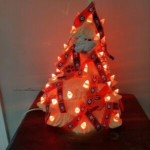 BEAUTIFUL  GEORGIA BULLDOGS LIGHT UP CERAMIC CHRISTMAS TREE~MADE IN THE USA